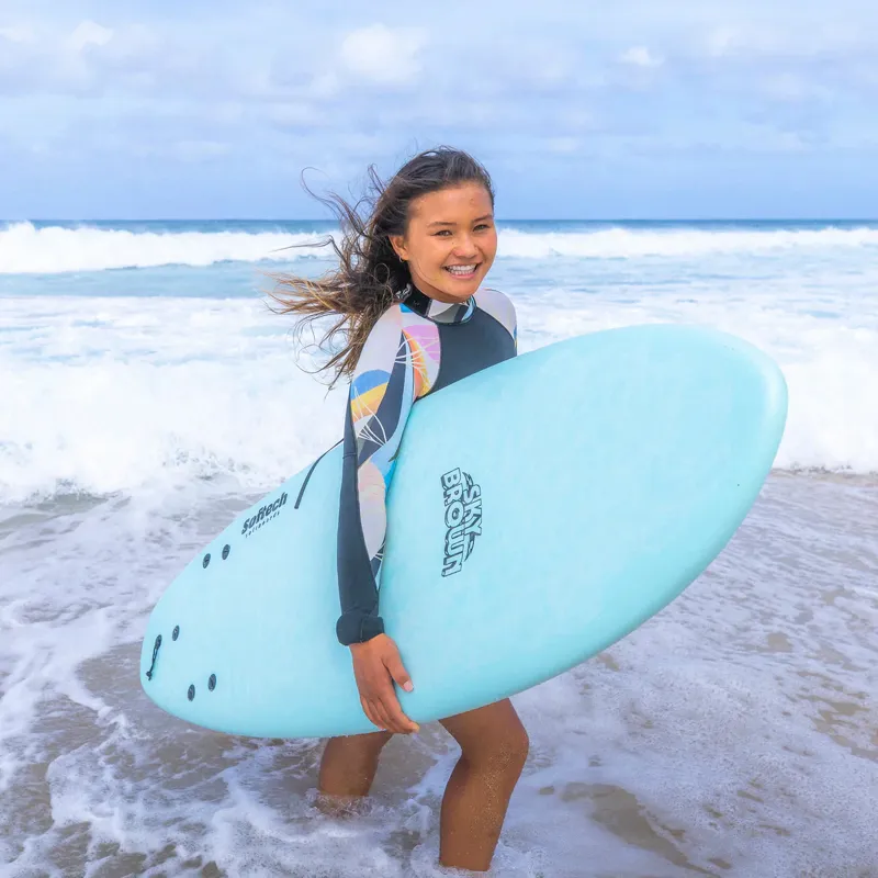 Softech Sky Brown Soft Surfboard in Seafoam/Lavender-4